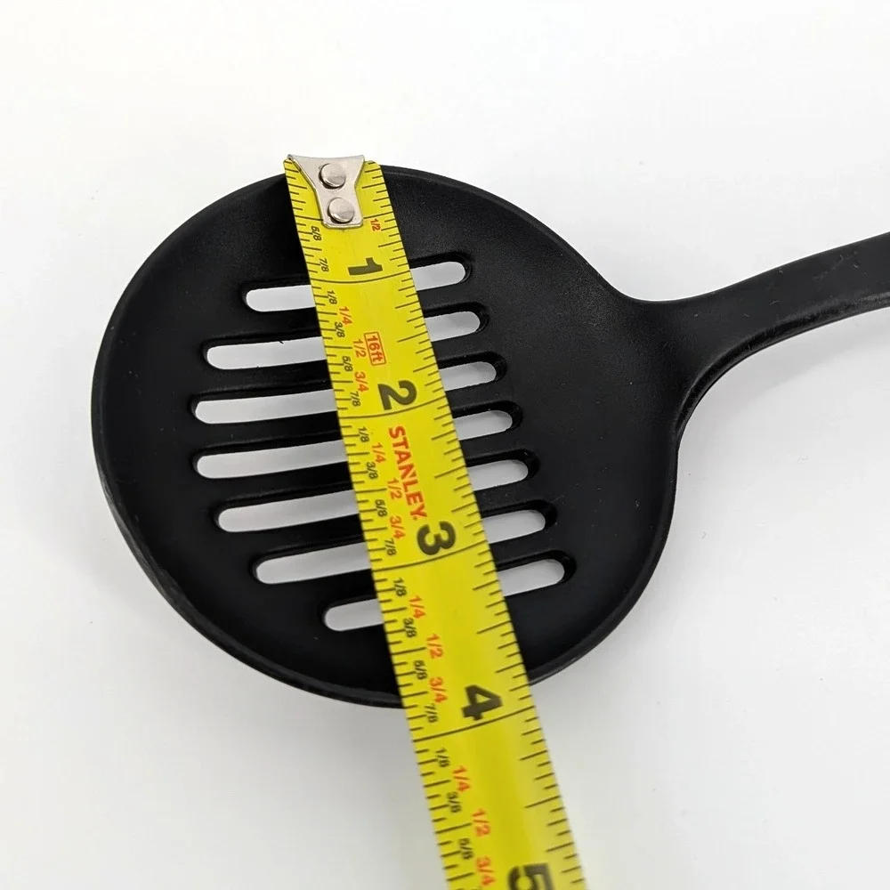 Vintage Slotted Skimmer Spoon Black Nylon Cream Handle Kitchen Tool 11